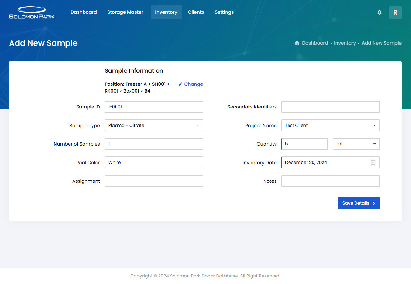 Manual Sample Entry